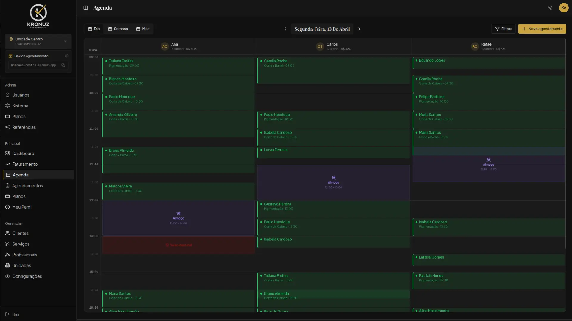 Kronuz — Agenda de agendamentos do cliente