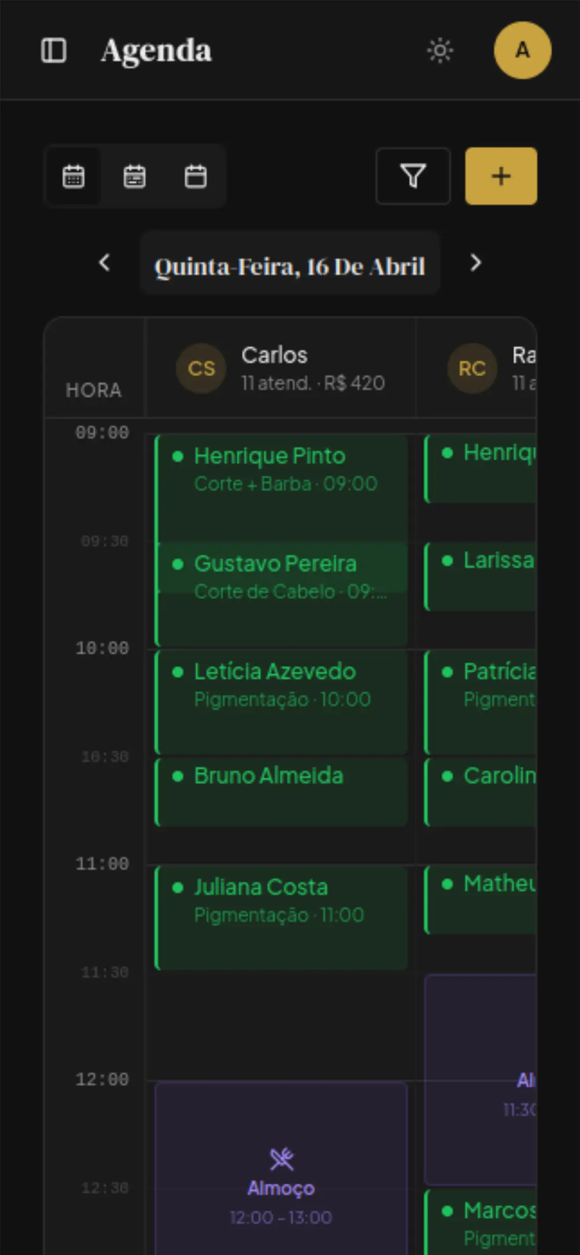 Kronuz — Fluxo de agendamento mobile